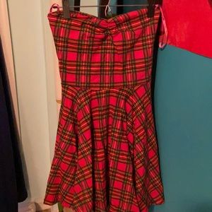 Betsy Johnson Red plaid strapless dress